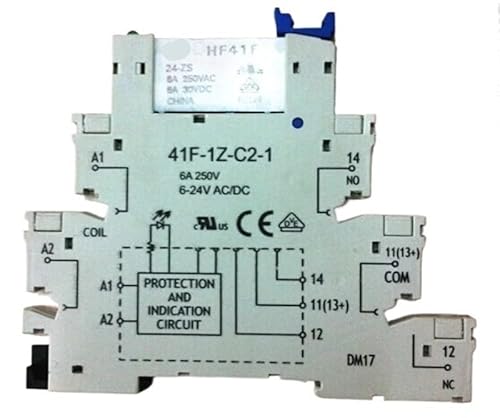 24V relay (41F-1Z-C2-1 base + HF41F-024-ZS relay) 24V 24VDC DC24V 6A 250VAC 5PIN von QMKADFQXF