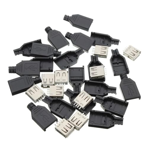 QMKADFQXF 10Pcs Type A Female USB 4 Pin Socket Jack Connector Socket with Black Cover Seat Welding Wire Adapeter QMKADFQXF 10Pcs Type A Female USB 4 Pin Socket Jack Connector Socket with Black Cover Seat Welding Wire Adapeter von QMKADFQXF