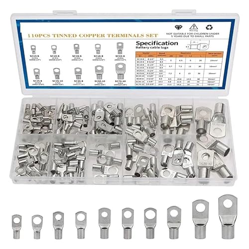 QMKADFQXF 110PCS Wire Crimp Connector Tinned Copper Ring Terminals Soldered Connector Kit Battery Terminal Wire Connector Terminals QMKADFQXF 110PCS Wire Crimp Connector Tinned Copper Ring Terminals Soldered Connector Kit Battery Terminal Wire Connector Terminals von QMKADFQXF