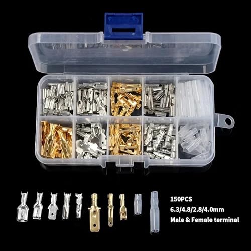 QMKADFQXF 150pcs Insulated Male Female Wire Connector 2.8/4.8/6.3mm Electrical Crimp Terminals Spade Connectors Assorted Kit QMKADFQXF 150pcs Insulated Male Female Wire Connector 2.8/4.8/6.3mm Electrical Crimp Terminals Spade Connectors Assorted Kit von QMKADFQXF