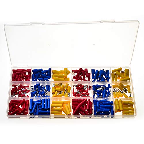 QMKADFQXF 300PCS Insulated Crimp Wire Butt Connectors Set Piggy Back Terminators Red Blue Yellow Spade Terminals Kit 22-10AW QMKADFQXF 300PCS Insulated Crimp Wire Butt Connectors Set Piggy Back Terminators Red Blue Yellow Spade Terminals Kit 22-10AW von QMKADFQXF