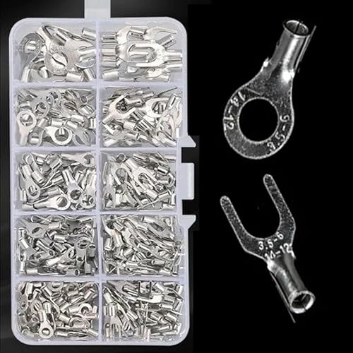 QMKADFQXF 320pcs Terminals Non-Insulated Ring Fork U-Type Brass Terminals Assortment Kit Cable Wire Connector Crimp Spade QMKADFQXF 320pcs Terminals Non-Insulated Ring Fork U-Type Brass Terminals Assortment Kit Cable Wire Connector Crimp Spade von QMKADFQXF