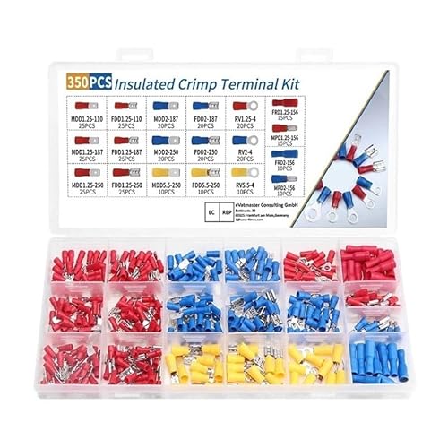 QMKADFQXF 350pcs Insulated Cable Connector Wire Crimp Terminal Spade Butt Ring Fork Kit Ring Lug Rolled Terminal Assorted Kit QMKADFQXF 350pcs Insulated Cable Connector Wire Crimp Terminal Spade Butt Ring Fork Kit Ring Lug Rolled Terminal Assorted Kit von QMKADFQXF