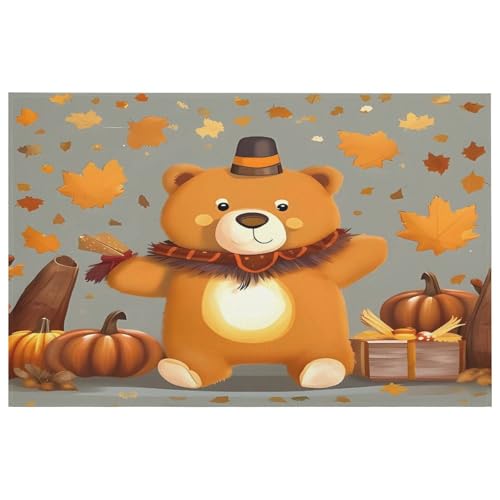 Dancing Thanksgiving Bears Teppich für den Eingangsbereich, waschbare Teppiche mit rutschfester Gummi-Unterseite für Küche, weich, schmutzabweisend, kleiner Teppich für Schlafzimmer, Badezimmer Dancing Thanksgiving Bears Teppich für den Eingangsbereich, waschbare Teppiche mit rutschfester Gummi-Unterseite für Küche, weich, schmutzabweisend, kleiner Teppich für Schlafzimmer, Badezimmer von QMKFWT