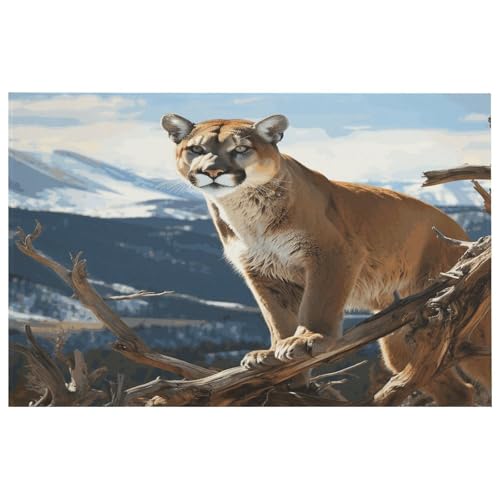 Panther Mountain Lion Teppich für den Eingangsbereich, waschbare Teppiche mit rutschfester Gummi-Unterseite, für Küche, weich, schmutzabweisend, kleiner Teppich für Schlafzimmer, Badezimmer von QMKFWT
