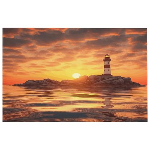 Teppich mit Leuchtturm im Sonnenuntergang, waschbar, mit rutschfester Gummi-Unterseite, für Küche, weich, schmutzabweisend, kleiner Teppich für Schlafzimmer, Badezimmer, Bodendekoration Teppich mit Leuchtturm im Sonnenuntergang, waschbar, mit rutschfester Gummi-Unterseite, für Küche, weich, schmutzabweisend, kleiner Teppich für Schlafzimmer, Badezimmer, Bodendekoration von QMKFWT
