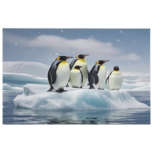 Teppich mit Pinguine auf dem Eisberg, für den Eingangsbereich, waschbar, mit rutschfester Gummi-Unterseite, für Küche, weich, schmutzabweisend, kleiner Teppich für Schlafzimmer, Badezimmer Teppich mit Pinguine auf dem Eisberg, für den Eingangsbereich, waschbar, mit rutschfester Gummi-Unterseite, für Küche, weich, schmutzabweisend, kleiner Teppich für Schlafzimmer, Badezimmer von QMKFWT
