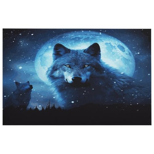Wolfs Teppich für den Eingangsbereich, waschbar, mit rutschfester Gummi-Unterseite für Küche, weich, schmutzabweisend, kleiner Teppich für Schlafzimmer, Badezimmer, Bodendekoration von QMKFWT