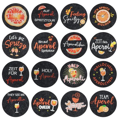 QMLING 16 Stück Aperol Untersetzer, Filzuntersetzer Rund, Glasuntersetzer mit Sprüchen, Lustige Aperol Spritz Accessoires für Gläser Getränke Tischdeko QMLING 16 Stück Aperol Untersetzer, Filzuntersetzer Rund, Glasuntersetzer mit Sprüchen, Lustige Aperol Spritz Accessoires für Gläser Getränke Tischdeko von QMLING