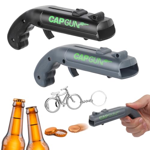 QMLING 2 Stück Cap Gun, Kronkorken Pistole, Flaschenöffner Pistole Lustig mit Fahrrad-Flaschenöffner, Geschenke Gadgets für Männer, Bierdeckelpistole für Zuhause Bar Party QMLING 2 Stück Cap Gun, Kronkorken Pistole, Flaschenöffner Pistole Lustig mit Fahrrad-Flaschenöffner, Geschenke Gadgets für Männer, Bierdeckelpistole für Zuhause Bar Party von QMLING