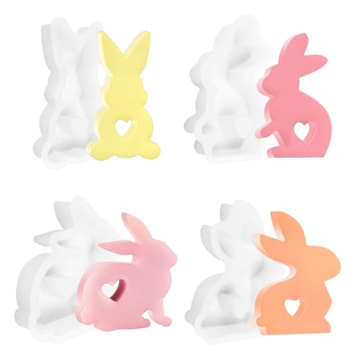 QMLING 4 Stück Silikonformen Gießformen Ostern, Niedliche Silikonform Hase Ostern, 3D Kaninchen Silikonform, Ostern Hasenform für Sojawachs Kerzen Gips QMLING 4 Stück Silikonformen Gießformen Ostern, Niedliche Silikonform Hase Ostern, 3D Kaninchen Silikonform, Ostern Hasenform für Sojawachs Kerzen Gips von QMLING