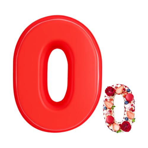 QMLING Silikon Backform Zahlen Groß, Kuchenform Zahlen 0-9, 10 Zoll Zahlenbackform, Number Cake Backform für Geburtstag Party Jubiläum (0) von QMLING