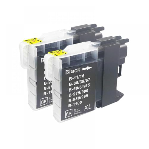 QMLQRGKF 1/4/8/12PCS LC38 LC39 LC61 LC65 LC980 LC985 LC990 LC1100 Tintenpatridge Kompatibel mit DCP-J125 185C 195C J315W DCP-145C 185C 385C 535 Printer(K 2PC) von QMLQRGKF