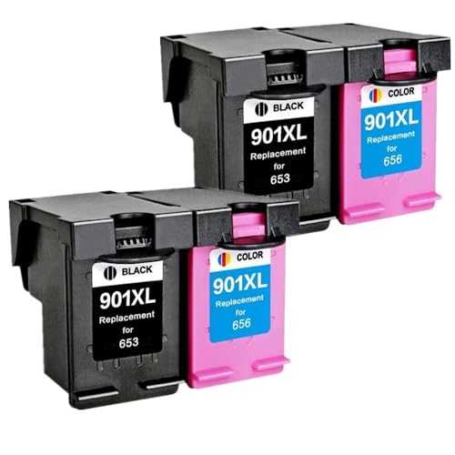 QMLQRGKF Kompatible Tintenpatrone 901XL Kompatibel mit Drucker 4500 J4580 J4550 J4540 J4680 J4524 J4535 J4585(2BLACK 2COLOR) von QMLQRGKF