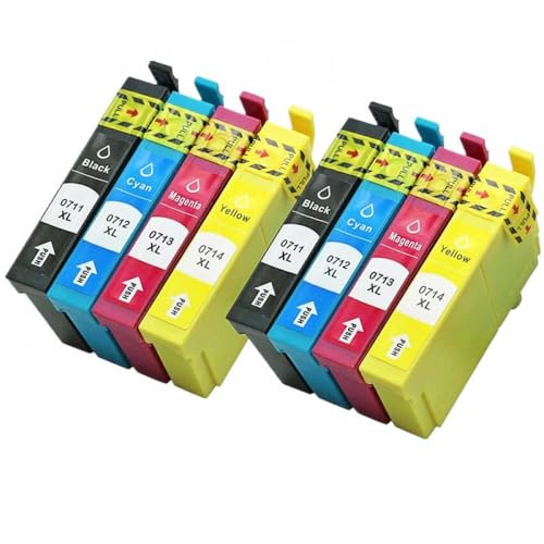 QMLQRGKF Kompatible Tintenpatronen T0711 T0712 T0713 T0714 Kompatibel mit Stylus DX4050 DX4400 DX8400 DX8450 DX9400 DX9400F mit Chip(2Set) von QMLQRGKF