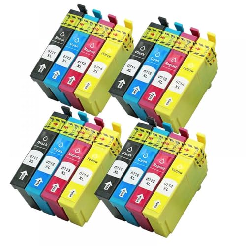 QMLQRGKF Kompatible Tintenpatronen T0711 T0712 T0713 T0714 Kompatibel mit Stylus DX4050 DX4400 DX8400 DX8450 DX9400 DX9400F mit Chip(4Set) von QMLQRGKF