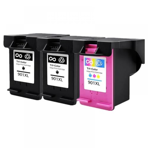QMLQRGKF Kompatibler Tintenpatronenersatz Kompatibel mit 901 XL OfficeJet J4530 J4540 J4550 J4580 J4585 J4624 J4640 J4660 J4680 Drucker(2Black 1Color) von QMLQRGKF
