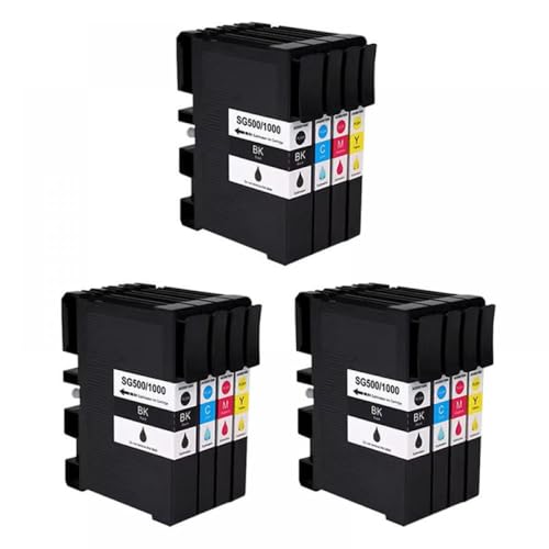 QMLQRGKF Sublimation Ink Patrone kompatibel mit Sawgrass SG500 SG1000 und SG500 SG1000 Beinhaltet Chip -Plug -and -Play(3SET(12PC)) von QMLQRGKF