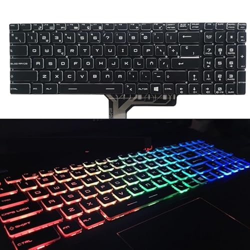 QMLQRGKF UK Spanische Tastatur kompatibel mit Modellen MS-16H2 MS-16H4 MS-16H5 MS-16H7 MS-16H8 MS-16L1 MS-16L2 MS-1771 MS-1772 MS-1773 MS-1775(SP Colorful Backlit) von QMLQRGKF