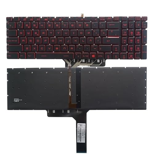 QMLQRGKF UK Spanische Tastatur kompatibel mit Modellen MS-16H2 MS-16H4 MS-16H5 MS-16H7 MS-16H8 MS-16L1 MS-16L2 MS-1771 MS-1772 MS-1773 MS-1775(SP RED Backlit) von QMLQRGKF