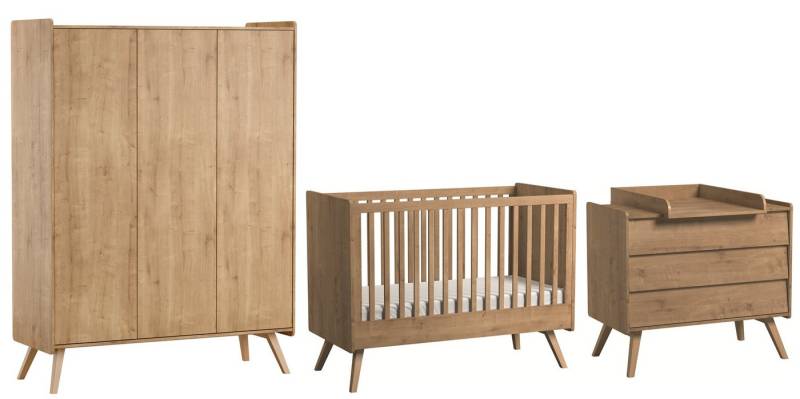 QMM TraumMöbel Babyzimmer-Komplettset Babyzimmer komplett Vienna Set B, (Set, 4-tlg., Kleiderschrank 3-türig, Kommode mit Wickelaufsatz, Kinderbett 140x70) von QMM TraumMöbel