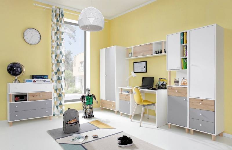 QMM TraumMöbel Jugendzimmer-Set Jugendzimmer komplett Ferry Set C Schrank Regale Kommode von QMM TraumMöbel