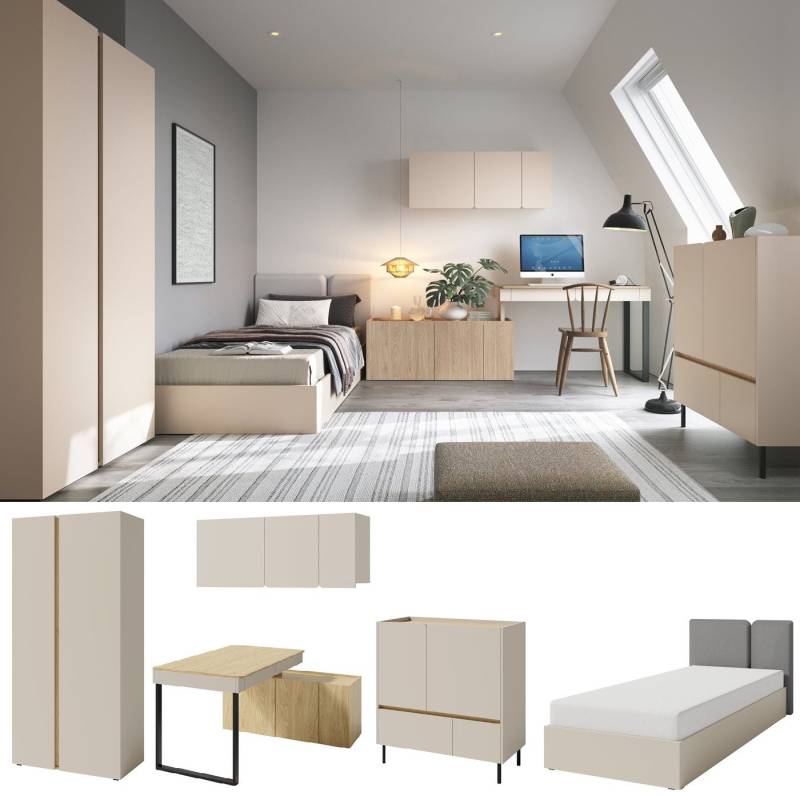 QMM TraumMöbel Jugendzimmer-Set komplett Laris Set A Schrank 2T, Schreibtisch, Bett 90/120x200 von QMM TraumMöbel