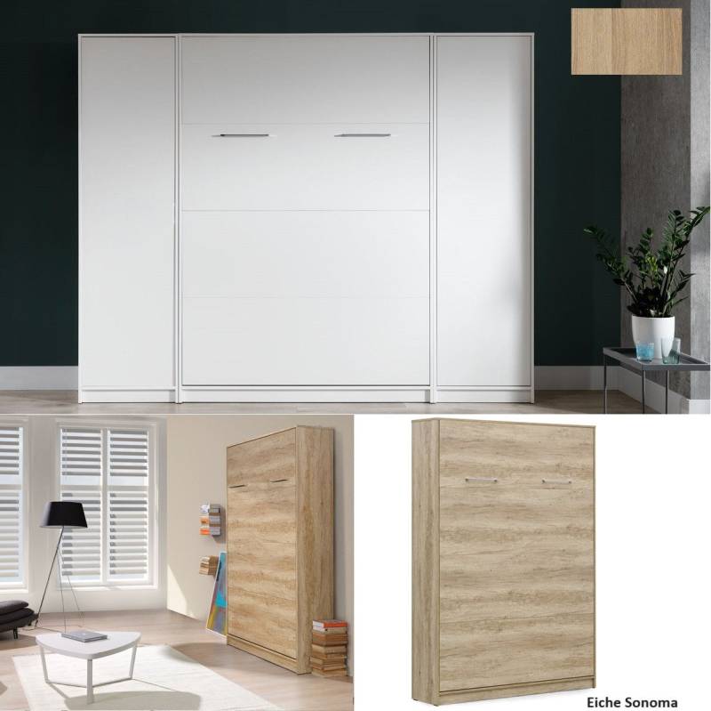 QMM TraumMöbel Schrankbett Klappbett VB 140 x 200 mit 2 Schränken (Möbel-Set, 3-St., Schrankbett vertikal 140x200, 2 Schränke) Farbauswahl von QMM TraumMöbel