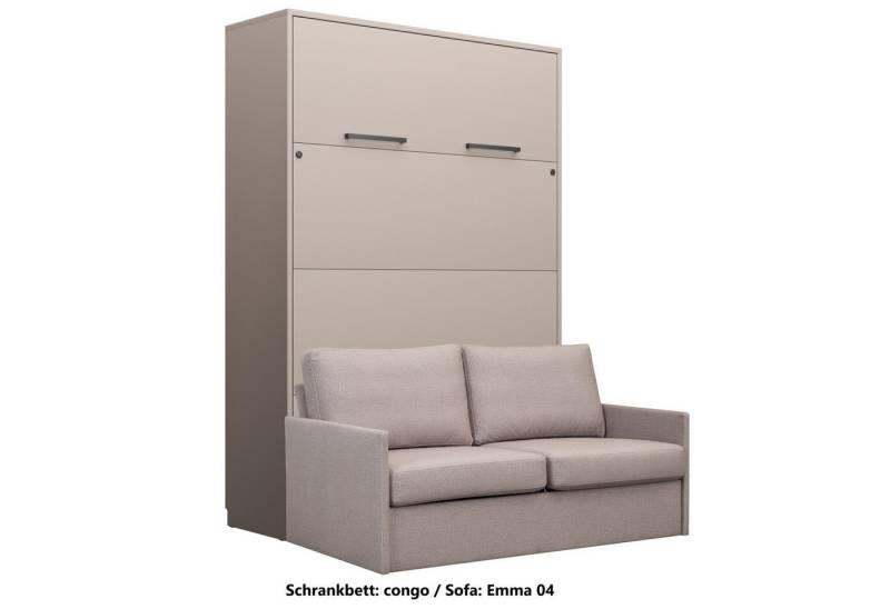QMM TraumMöbel Schrankbett Wandbett GN 140x200 congo mit LED & Sofa vertikal klappbar, mit LED-Beleuchtung mit Fernbedienung von QMM TraumMöbel