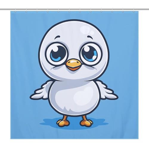 Big Eyed Möwe Boho-Duschvorhänge, Dekoration, wasserdicht, Bauernhaus-Badezimmervorhang mit 12 Haken, modern, extra lang, waschbarer Stoff, dekorativer Badvorhang, 183 x 183 cm von QMNBTES