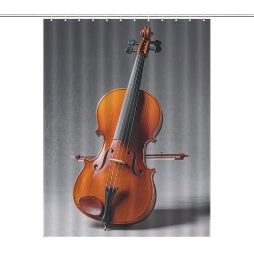 QMNBTES Cello-Modellbausatz Boho-Duschvorhänge, Dekoration, wasserdicht, Bauernhaus-Badezimmervorhang mit 12 Haken, modern, extra lang, waschbarer Stoff, dekorativer Badvorhang, 140 x 183 cm von QMNBTES