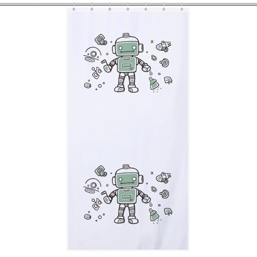 QMNBTES Line Roboter Boho-Duschvorhänge, Dekoration, wasserdicht, Bauernhaus-Badezimmervorhang mit 12 Haken, modern, extra lang, Badezimmer-Vorhänge, waschbarer Stoff, dekorativer Badvorhang, 91,4 x QMNBTES Line Roboter Boho-Duschvorhänge, Dekoration, wasserdicht, Bauernhaus-Badezimmervorhang mit 12 Haken, modern, extra lang, Badezimmer-Vorhänge, waschbarer Stoff, dekorativer Badvorhang, 91,4 x von QMNBTES