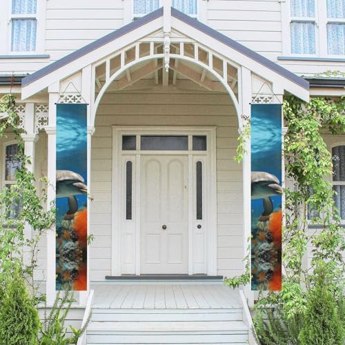 Veranda-Banner für Haustür Wandbehang Banner Haustürschild Frühling Willkommen Türbanner Delfine Blau Outdoor Hängende Flagge Saisonal Home Veranda Schild für Garten Party Dekor Veranda-Banner für Haustür Wandbehang Banner Haustürschild Frühling Willkommen Türbanner Delfine Blau Outdoor Hängende Flagge Saisonal Home Veranda Schild für Garten Party Dekor von QMNEHJ