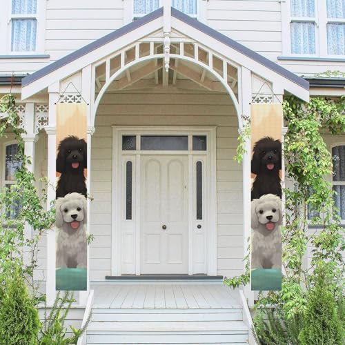 Veranda-Banner für Haustür Wandbehang Banner Haustürschild Frühling Willkommen Türbanner Pudel Hunde Outdoor Hängende Flagge Saisonal Home Veranda Schild für Garten Party Dekor Veranda-Banner für Haustür Wandbehang Banner Haustürschild Frühling Willkommen Türbanner Pudel Hunde Outdoor Hängende Flagge Saisonal Home Veranda Schild für Garten Party Dekor von QMNEHJ