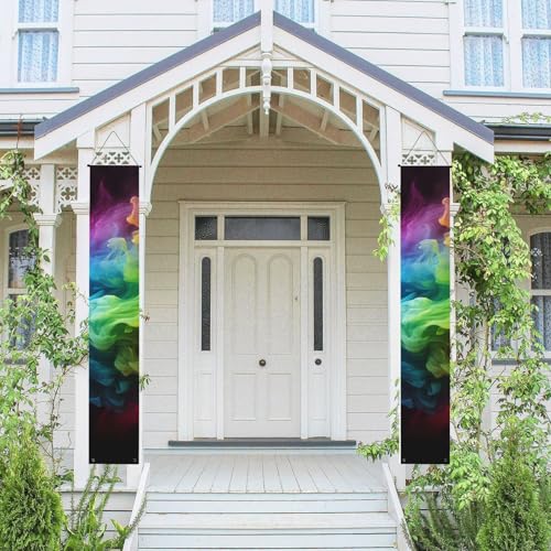 Veranda-Banner für Haustür Wandbehang Banner Haustürschild Frühling Willkommen Türbanner Regenbogen Rauch Outdoor Hängende Flagge Saisonal Home Veranda Schild für Garten Party Dekor Veranda-Banner für Haustür Wandbehang Banner Haustürschild Frühling Willkommen Türbanner Regenbogen Rauch Outdoor Hängende Flagge Saisonal Home Veranda Schild für Garten Party Dekor von QMNEHJ