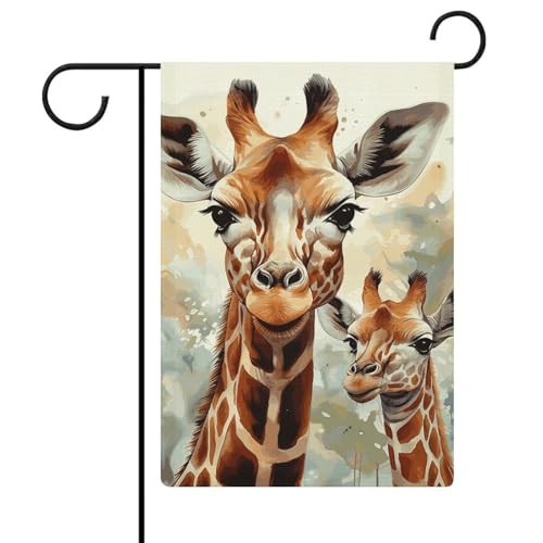 Doppelseitige 30,5 x 45,7 cm große Gartenflagge: Aquarell Hirsch Giraffe Gartenflaggen sind langlebig, schön und vielseitig einsetzbar für den Außenbereich von QMNLKH