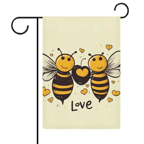 Doppelseitige 30,5 x 45,7 cm große Gartenflagge: Bee Love Honey Gartenflaggen sind langlebig, schön und vielseitig einsetzbar für den Außenbereich von QMNLKH
