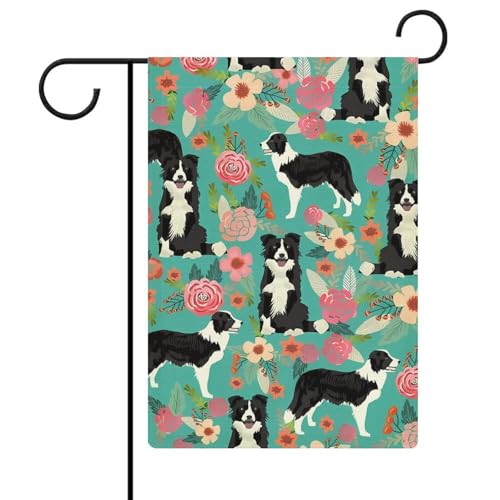 Doppelseitige 30,5 x 45,7 cm große Gartenflagge: Border Collie Florals Gartenflaggen sind langlebig, schön und vielseitig einsetzbar für den Außenbereich Doppelseitige 30,5 x 45,7 cm große Gartenflagge: Border Collie Florals Gartenflaggen sind langlebig, schön und vielseitig einsetzbar für den Außenbereich von QMNLKH