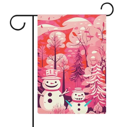 Doppelseitige 30,5 x 45,7 cm große Gartenflagge: Der große Schneemann und der kleine Schneemann sind langlebig, schön und vielseitig einsetzbar für den Außenbereich von QMNLKH
