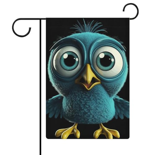 Doppelseitige 30,5 x 45,7 cm große Gartenflagge: Die blauen Cartoon-Vogel-Gartenflaggen sind langlebig, schön und vielseitig einsetzbar für den Außenbereich von QMNLKH
