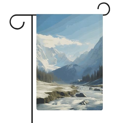 Doppelseitige 30,5 x 45,7 cm große Gartenflagge: Die schneebedeckten Berge Gartenflaggen sind langlebig, schön und vielseitig einsetzbar für den Außenbereich von QMNLKH