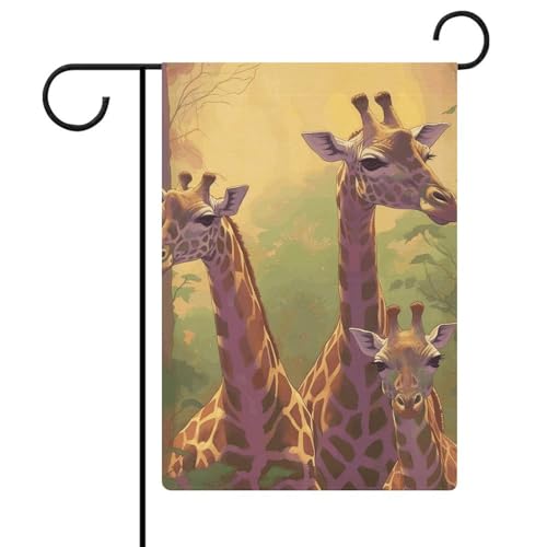 Doppelseitige 30,5 x 45,7 cm große Gartenflagge: Drei Giraffen-Gartenflaggen sind langlebig, schön und vielseitig einsetzbar für den Außenbereich von QMNLKH