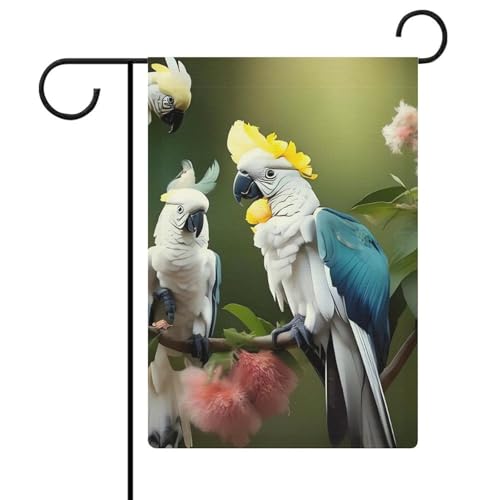 Doppelseitige 30,5 x 45,7 cm große Gartenflagge: Schöne Kakadu-Vogel-Blumen-Gartenflaggen sind langlebig, schön und vielseitig einsetzbar für den Außenbereich Doppelseitige 30,5 x 45,7 cm große Gartenflagge: Schöne Kakadu-Vogel-Blumen-Gartenflaggen sind langlebig, schön und vielseitig einsetzbar für den Außenbereich von QMNLKH