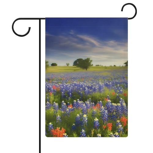 Doppelseitige 30,5 x 45,7 cm große Gartenflagge: Texas Bluebonnets Landschaft Gartenflaggen sind langlebig, schön und vielseitig einsetzbar für den Außenbereich von QMNLKH