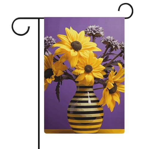 Doppelseitige 30,5 x 45,7 cm große Gartenflagge: gelbe und violette Blumen Gartenflaggen sind langlebig, schön und vielseitig einsetzbar für den Außenbereich von QMNLKH