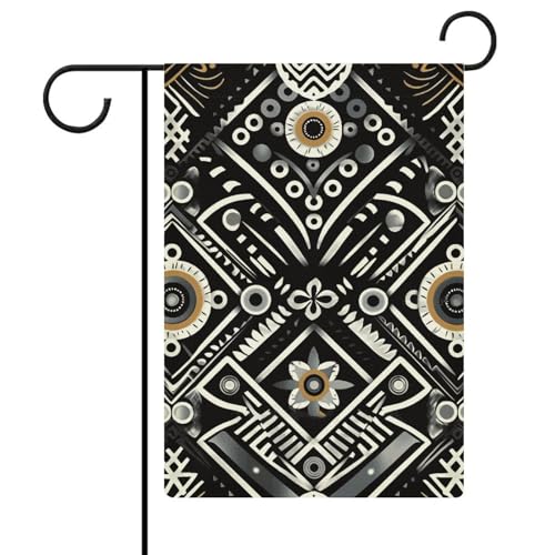 Doppelseitige 30,5 x 45,7 cm große Gartenflagge: schwarz-weißes Muster, Gartenflaggen sind langlebig, schön und vielseitig einsetzbar für den Außenbereich von QMNLKH