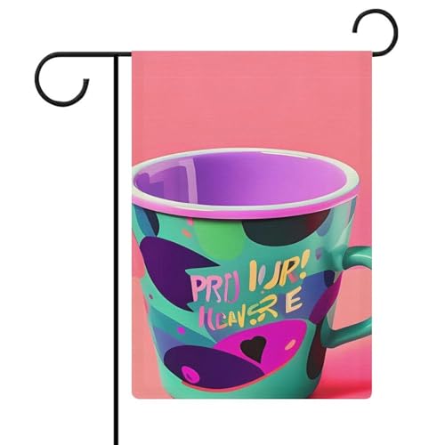 Doppelseitige 30,5 x 45,7 cm große Hofflagge: 90er-Jahre-Cup-Design Gartenflaggen sind langlebig, schön und vielseitig einsetzbar für den Außenbereich von QMNLKH