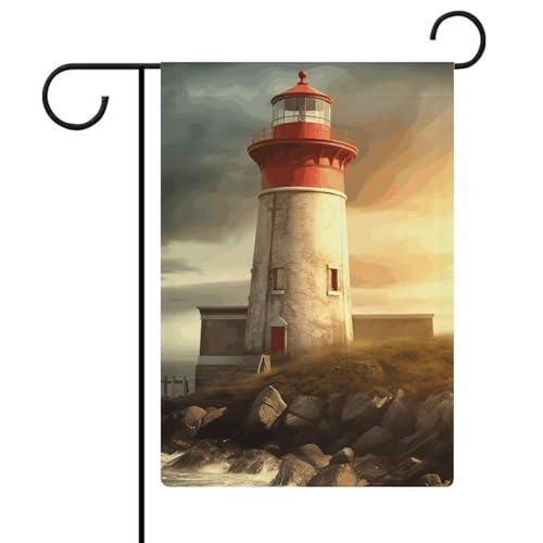 Doppelseitige 30,5 x 45,7 cm große Hofflagge: Eine Leuchtturm-Gartenflagge ist langlebig, schön und vielseitig einsetzbar für den Außenbereich von QMNLKH