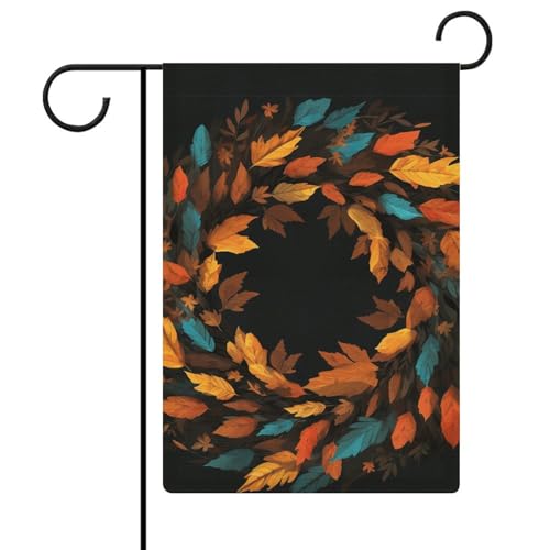 Doppelseitige 30,5 x 45,7 cm große Hofflagge: Thanksgiving Blätter Kranz Gartenflaggen sind langlebig, schön und vielseitig einsetzbar für den Außenbereich Doppelseitige 30,5 x 45,7 cm große Hofflagge: Thanksgiving Blätter Kranz Gartenflaggen sind langlebig, schön und vielseitig einsetzbar für den Außenbereich von QMNLKH