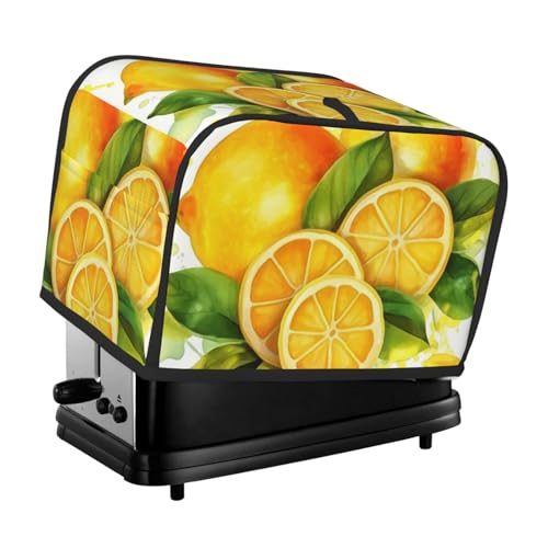 2 Scheiben Toaster-Abdeckung mit zwei Taschen zur Aufbewahrung von Messern, superweiche Geräteabdeckung, Aquarell, Zitrone, Obst, Staubschutz für Küche, kleine Ofenabdeckung, Küche, Brot von QMNSEHF